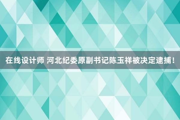 在线设计师 河北纪委原副书记陈玉祥被决定逮捕！